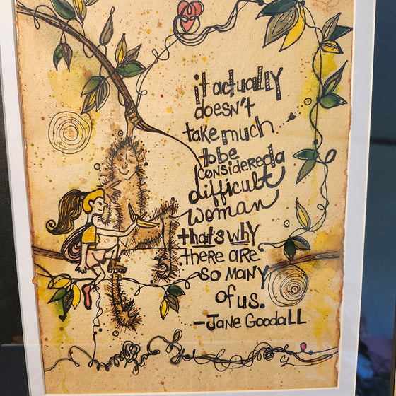 Jane Goodall quote wall art matted and framed