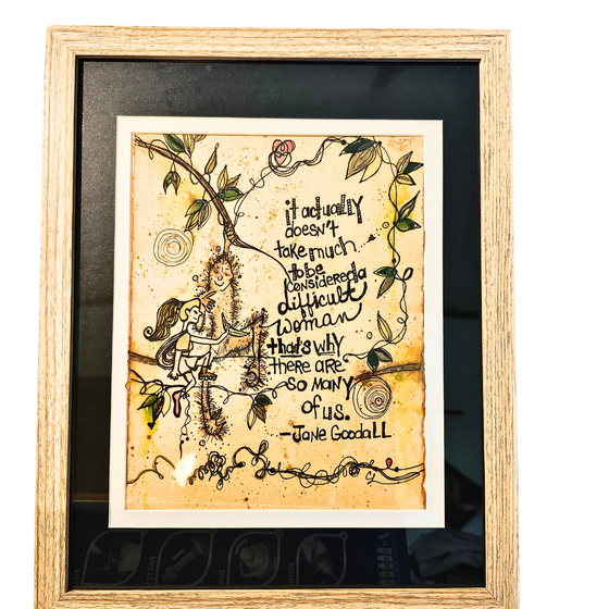 Jane Goodall quote wall art matted and framed