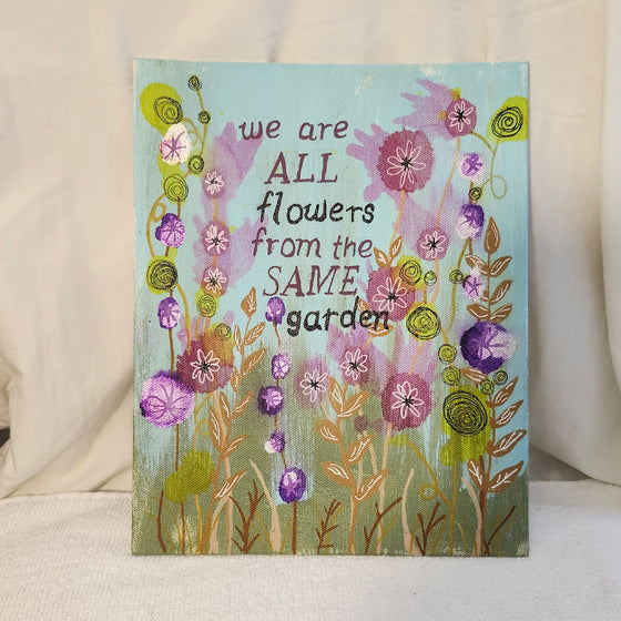 Flowers from the same garden mixed media painting