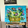 Underwater bouquet mixed media painting