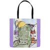 this is an 18x18 inch large tote bag that features original artwork by Christine c 