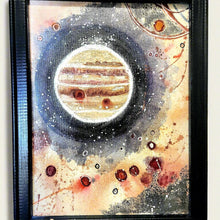  Jupiter retrograde mixed media painting on framed canvas, is sized 11x14 fun wall art and is an original painting by emerging artist Christine C.