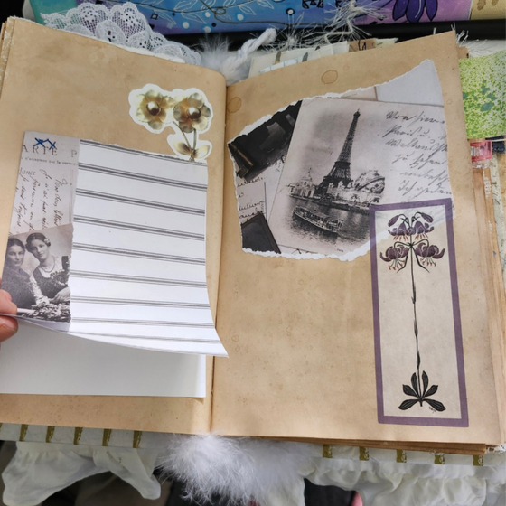 Vintage lace embellished journal book