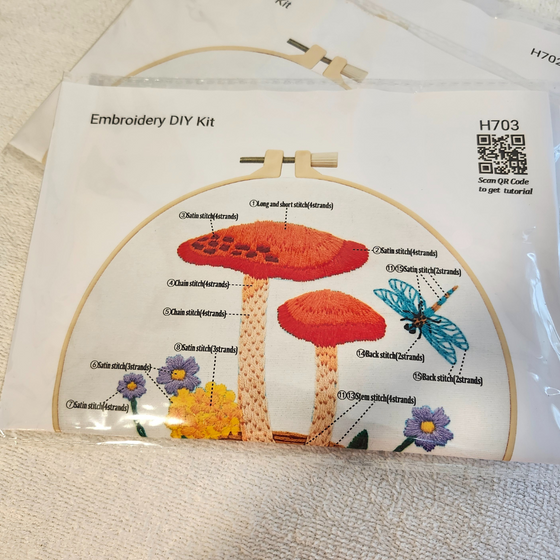 Mushroom embroidery kits