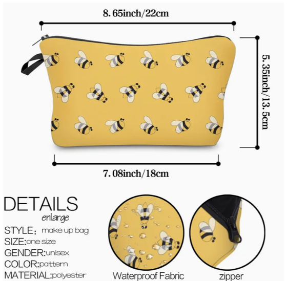 25 Assorted Bee Stickers: Decorate laptops, water bottles, journals, and more with these vibrant and unique bee stickers.
Queen Bee Spoon: This elegant spoon features a stunning queen bee design and a long handle for easy stirring.
Bee Print Vinyl Cosmetic Bag: Stylish and functional, this bag is perfect for storing makeup, toiletries, or other essentials.
Bee Pill Carrier Compact: Keep your medications organized and easily accessible with this convenient and discreet pill carrier.
Handmade Queen Bee Magnet