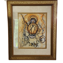  I am Light matted and framed art print.  Upcycled ornate gold frame.  vibrant oranges and yellows.  statement piece of original artwork. 