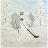 this is the original watercolor and ink pen painting that is applied to the ice queen card pack of 10