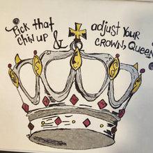  Adjust your crown mixed media drawing on handmade paper with black mat, original design, gift for women's empowerment, friend family art