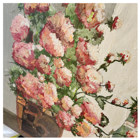 Begonias 20 x 24 inches stretched canvas painting