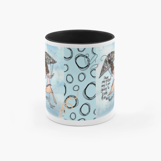 11 oz ceramic mug
Microwave and dishwasher safe
Hand washing recommended to preserve design
Original, exclusive artwork by Christine C
Colorful design with orange interior and handle