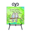 8x8 inch ceramic photo tile with metal easel stand featuring original artwork design.  